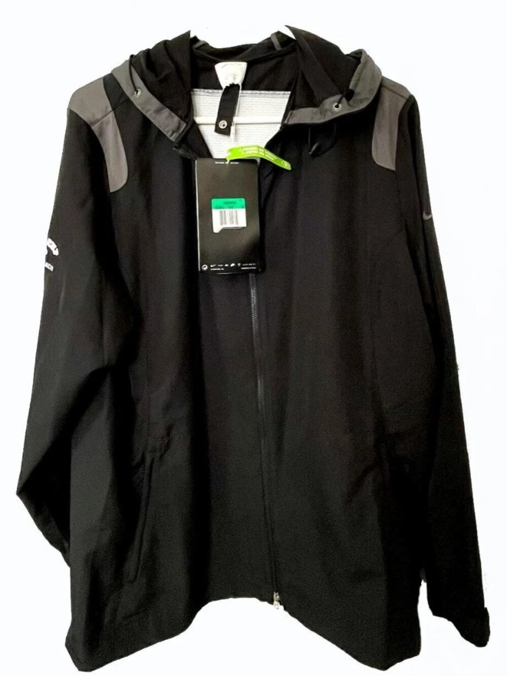 Woman's Nike Jacket, Black/Gray, 2 Way Zipper, Adjustable Waist and Hoodie, XL